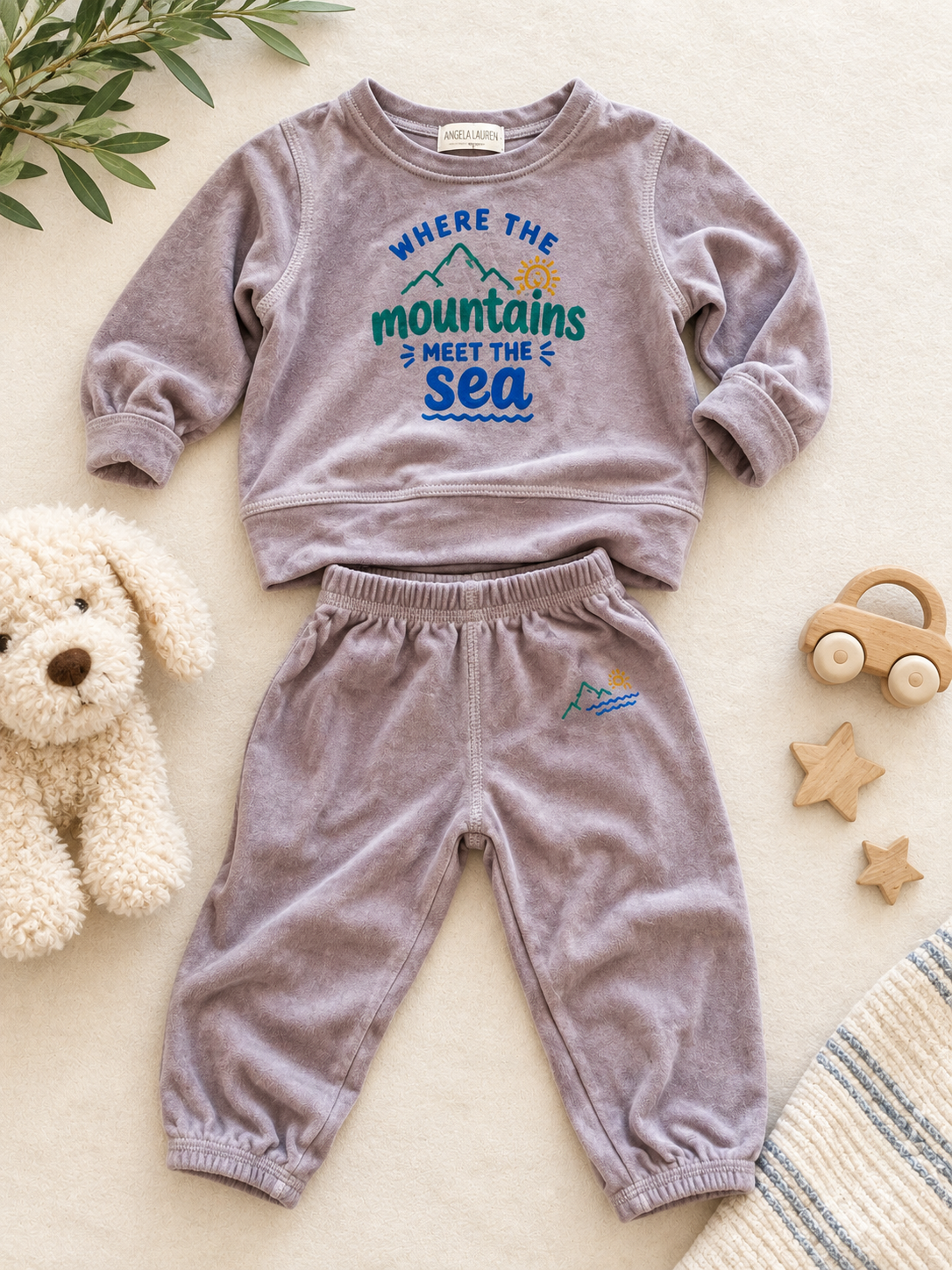 Where the Mountains Meet the Sea Baby &amp; Toddler Sweat Set – Made in Los Angeles